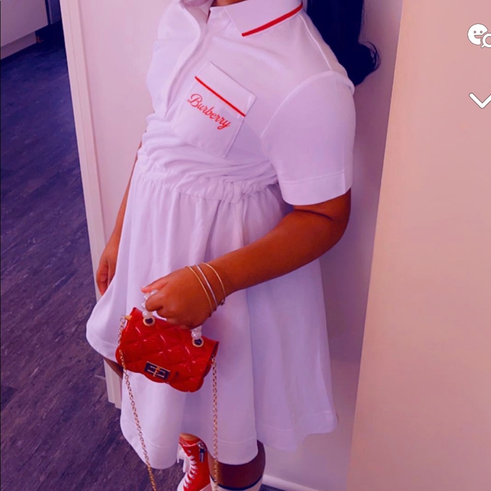 Big girls white Burberry dress